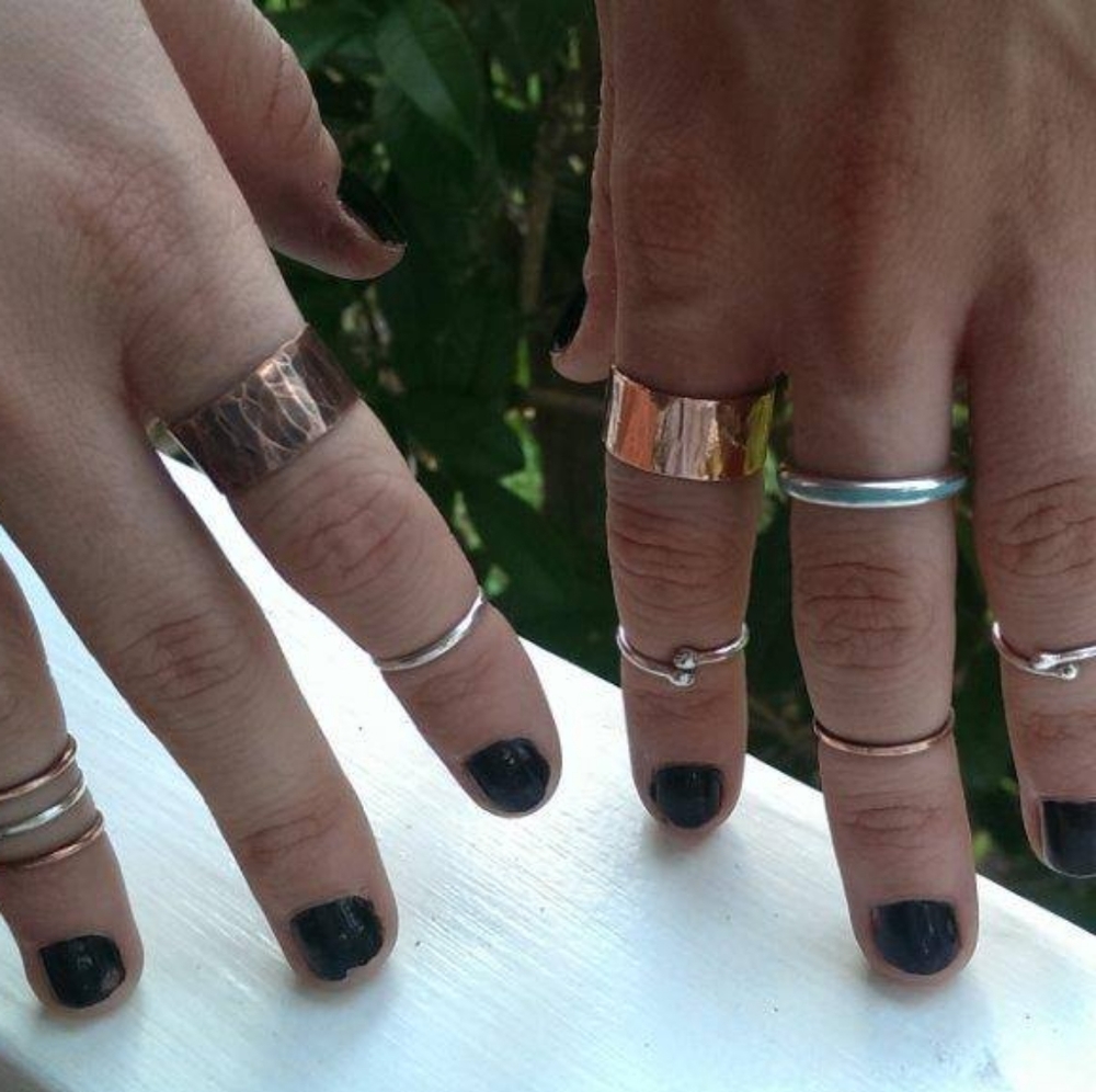 2 Mini Stackable Handmade Sterling Silver Bone Rings - Picture 7 of 7
